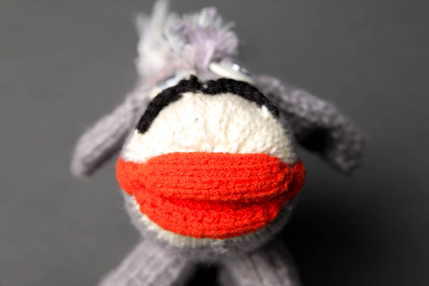 Peluche âne gris Jouet fait main tricoté en laine original Cadeau pour enfant photo 5