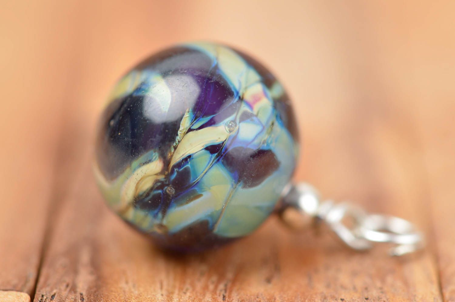 Perle en verre fait main Fourniture pour bijoux bleue motifs Loisirs créatifs photo 2