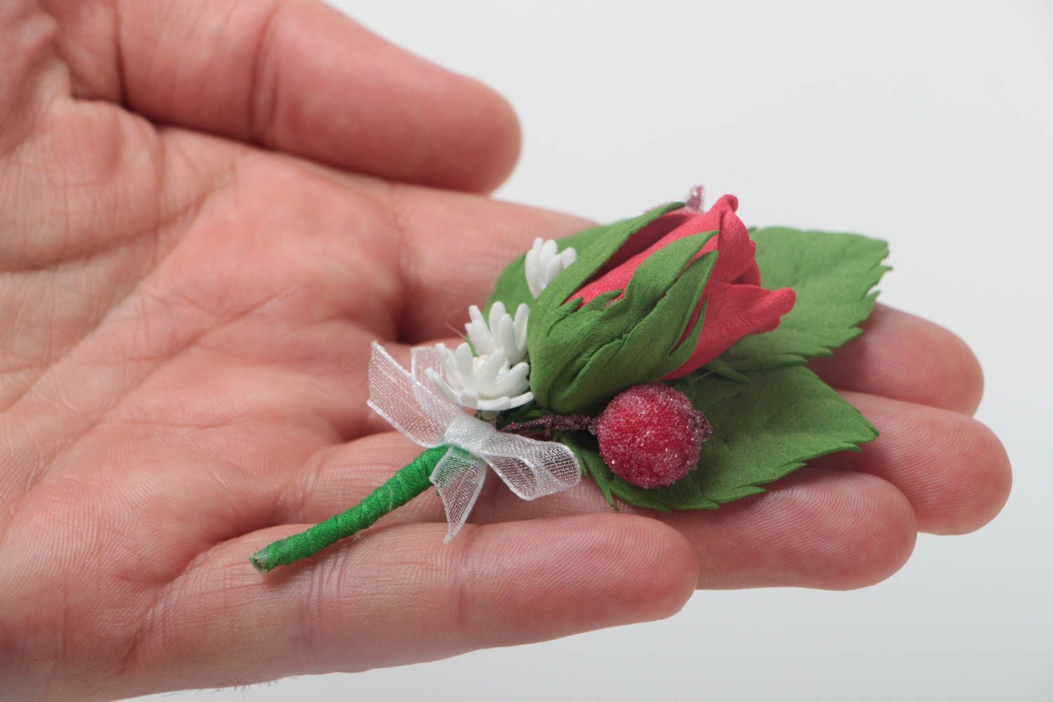 Ramillete de flores artificiales hecho a mano detalle para boda original foto 5