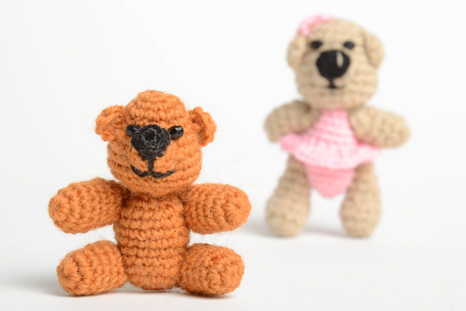 Peluches ours fait main Jouets nounours 2 pièces tricotés Cadeau enfant photo 3