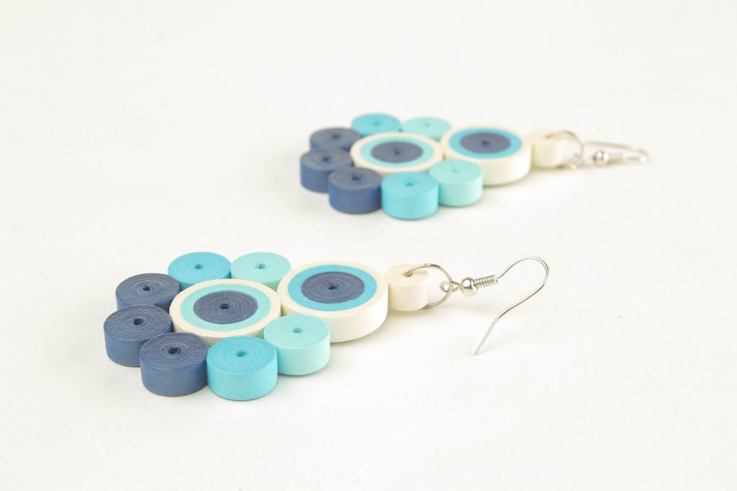 Blue earrings made of paper for quilling photo 2