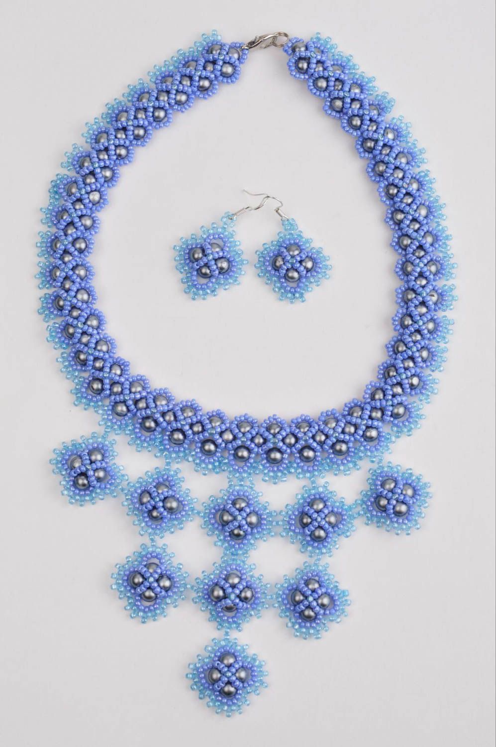 Beautiful jewellery handmade beaded necklace beaded earrings jewelry set photo 4