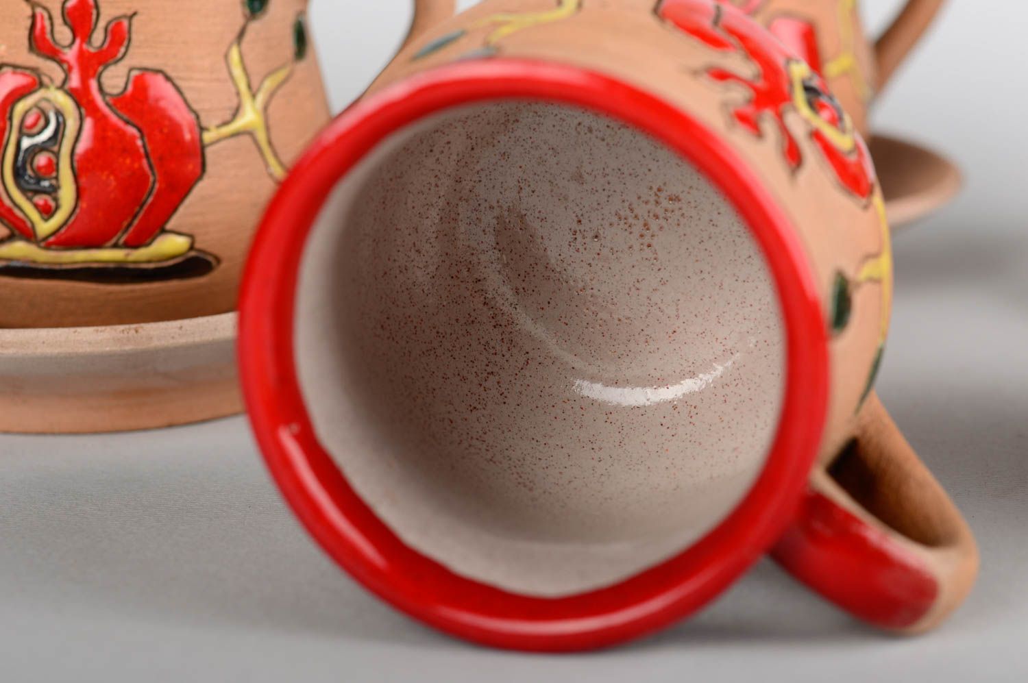 Кофейные чашки ручной работы кофейная посуда 6 штук глиняные чашки с росписью фото 4