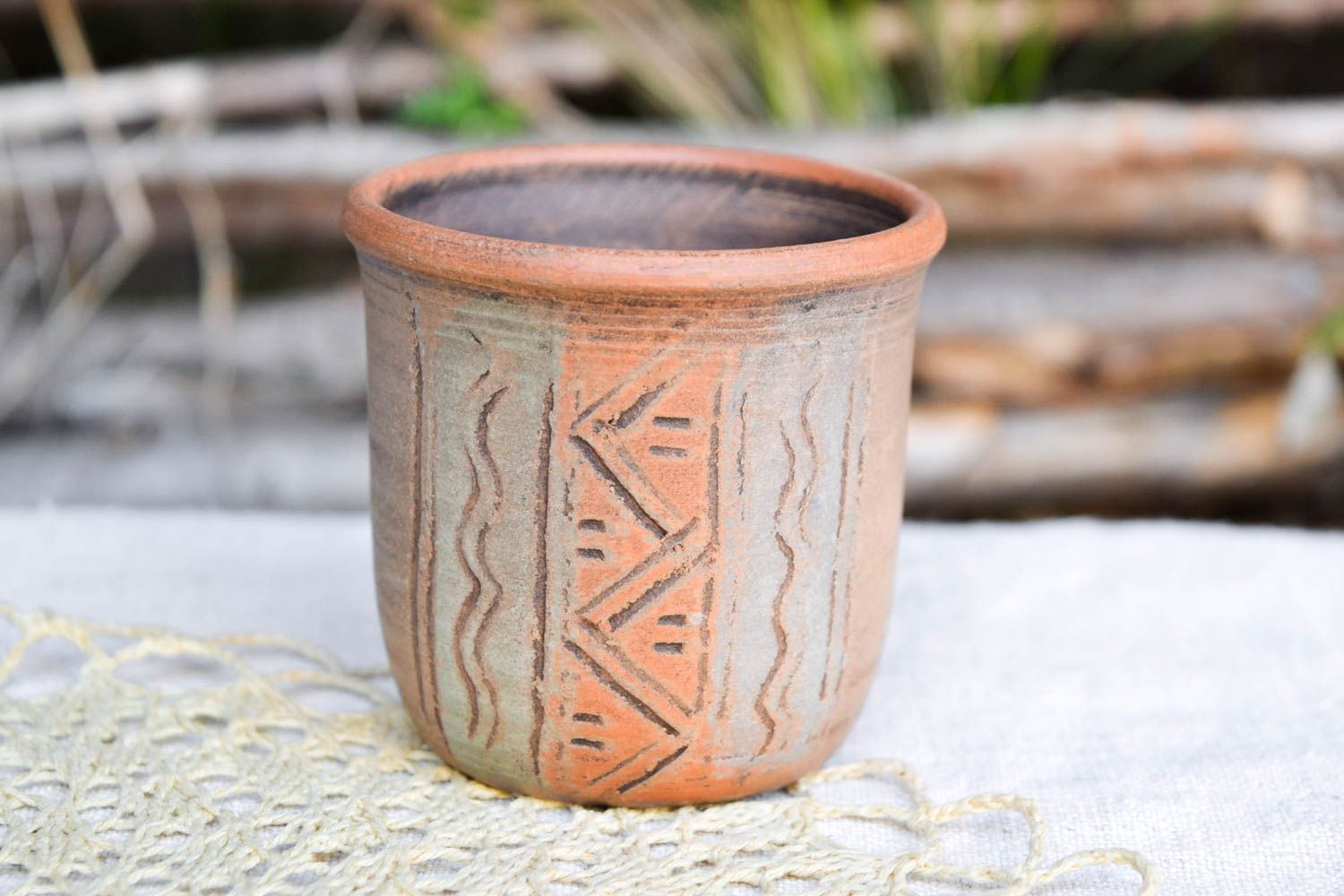 Vaso de arcilla artesanal vajilla de cerámica decoración de cocina 150 ml foto 1