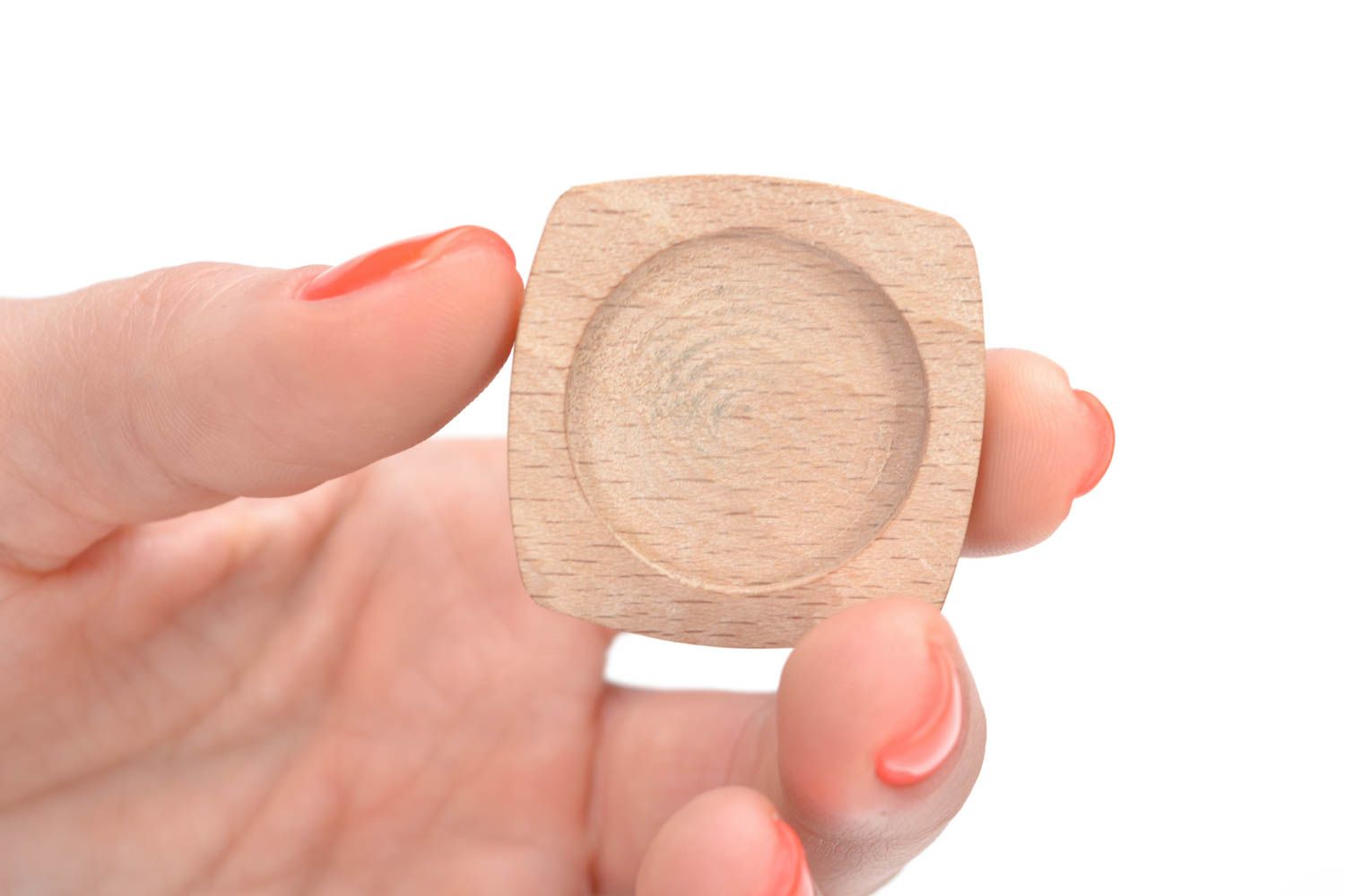 Unusual beautiful square wooden blank for jewelry making DIY accessories photo 5