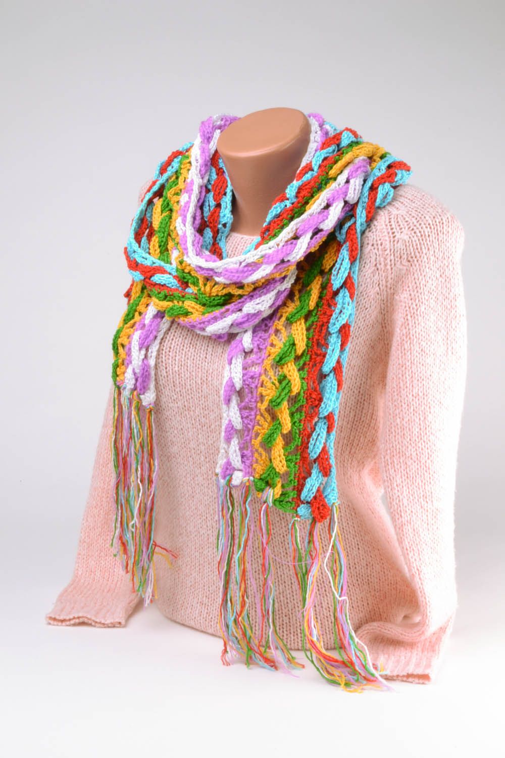 Écharpe tricotée au crochet chaude multicolore photo 2