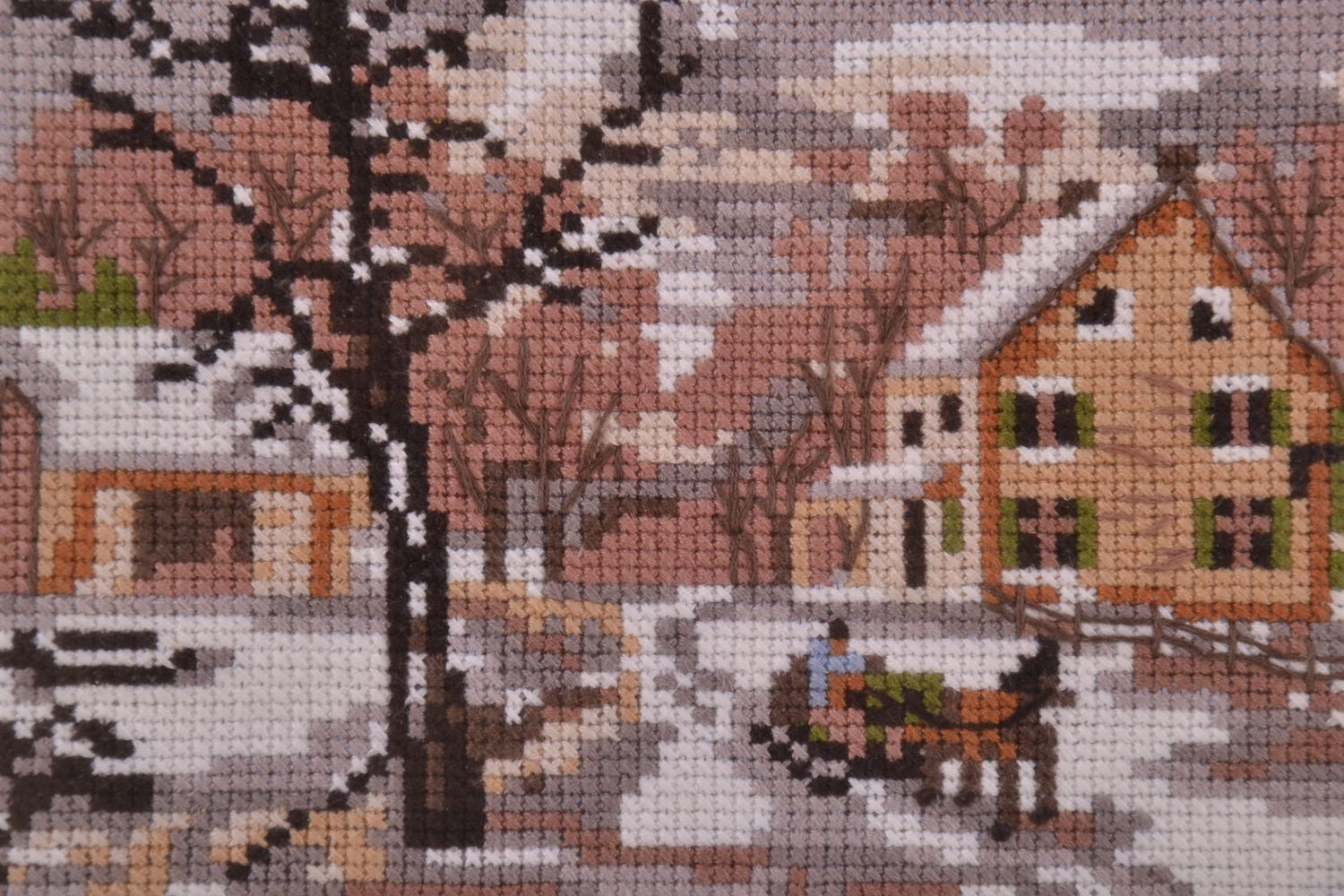 Cross stitched picture Winter landscape photo 2