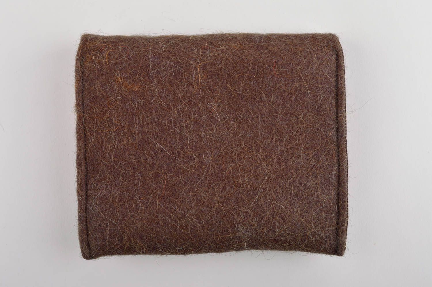 Pochette en laine feutrée Sac fait main marron avec corail Cadeau pour femme photo 4