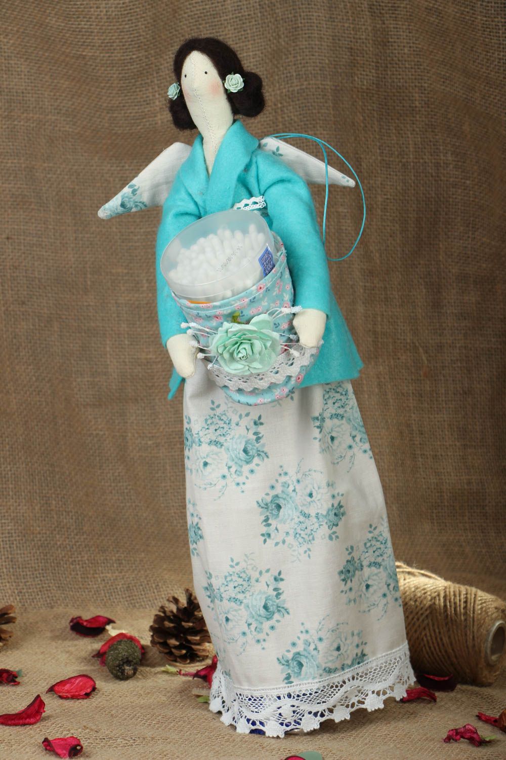 Jouet décoratif en tissu fait main original pratique en forme de poupée ange photo 5
