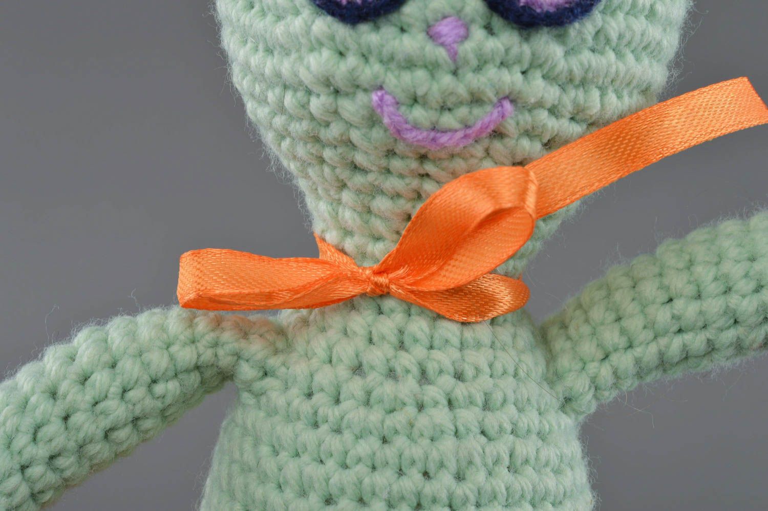 Funny handmade crocheted soft toy Alien soft doll present for children photo 2