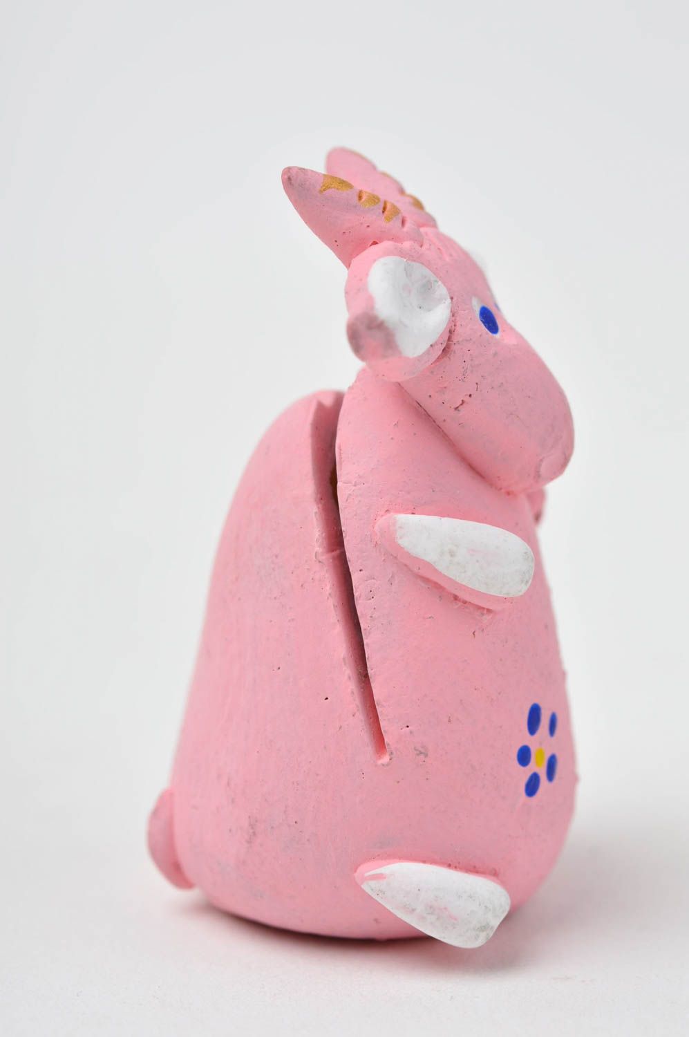 Визитница ручной работы розовая коза керамический декор настольная подставка фото 3