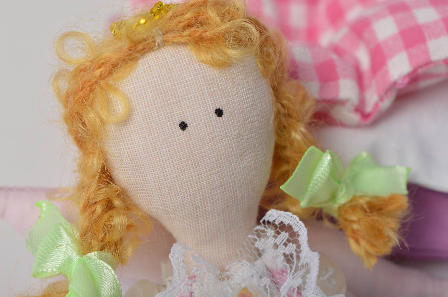 Handmade doll unusual doll with pillow designer toy for girl nursery decor photo 3