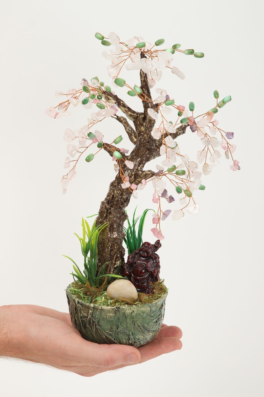 Handmade schöner Perlen Baum Wohn Accessoire dekorativer Baum mit echten Steinen foto 5