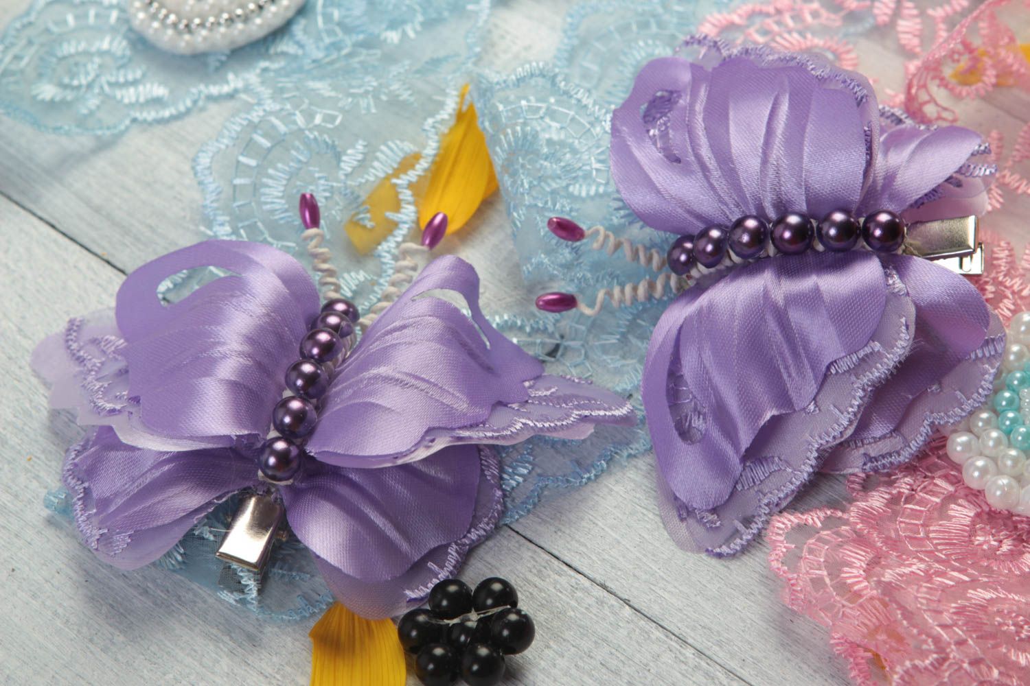 Handmade Haarspangen Schmetterlinge Haarschmuck Set Mode Accessoires 2 Stück foto 1