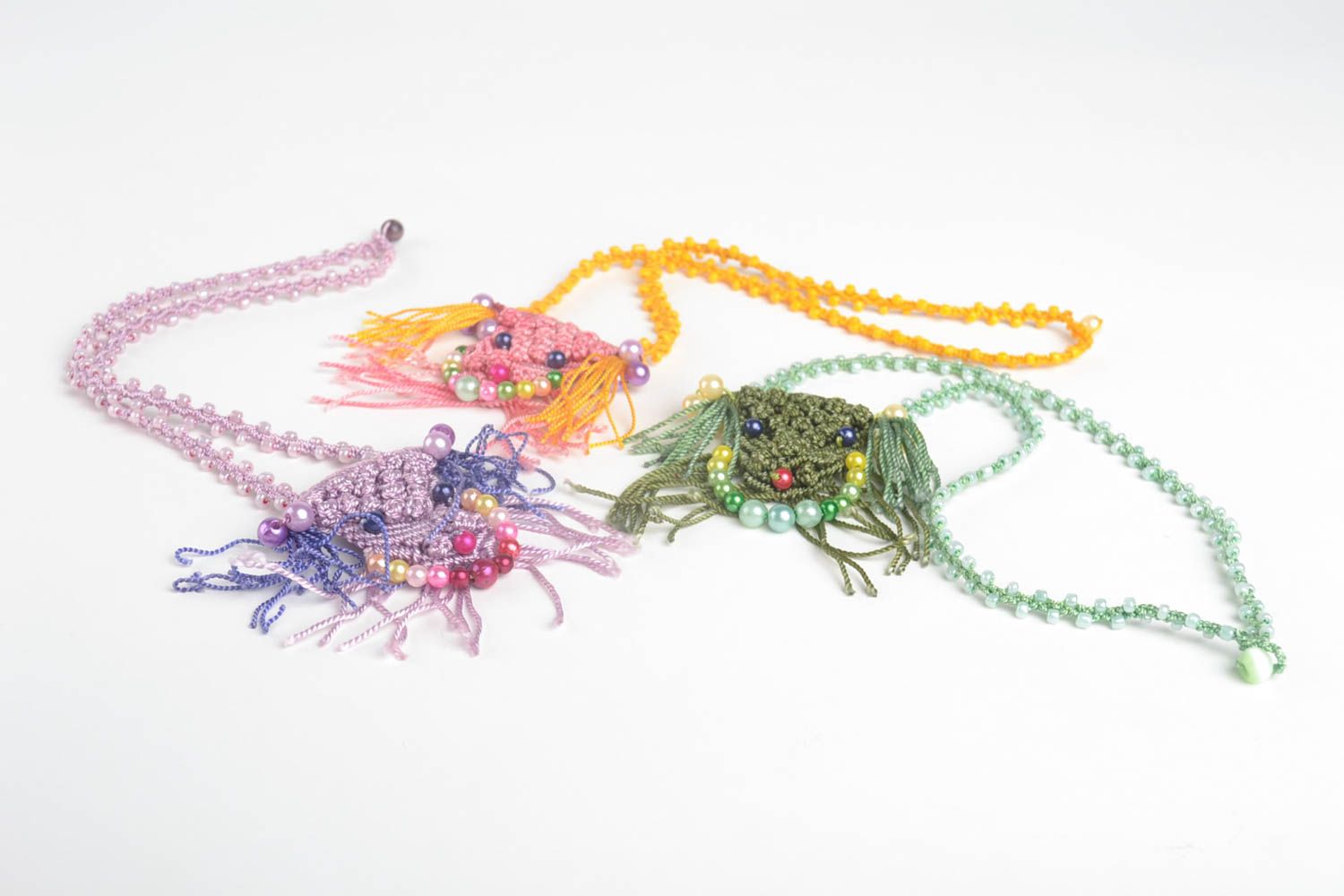 Handmade jewelry cute textile pendant stylish colorful pendants 3 pieces photo 3