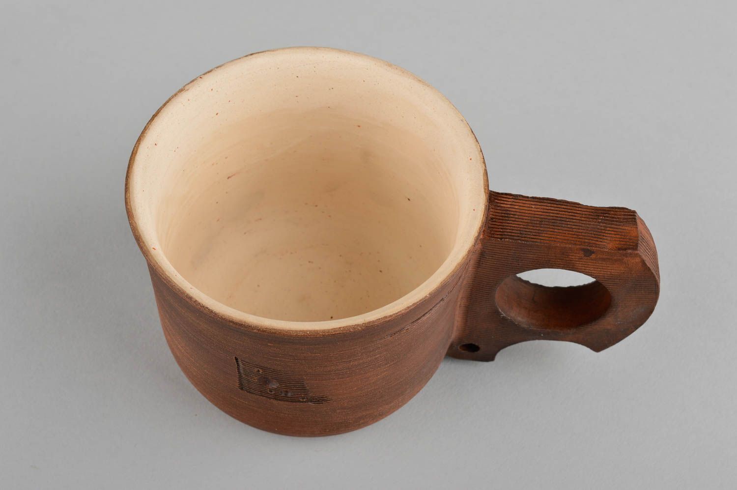 Taza decorada para té artesanal utensilio de cocina vasija de barro natural  foto 3
