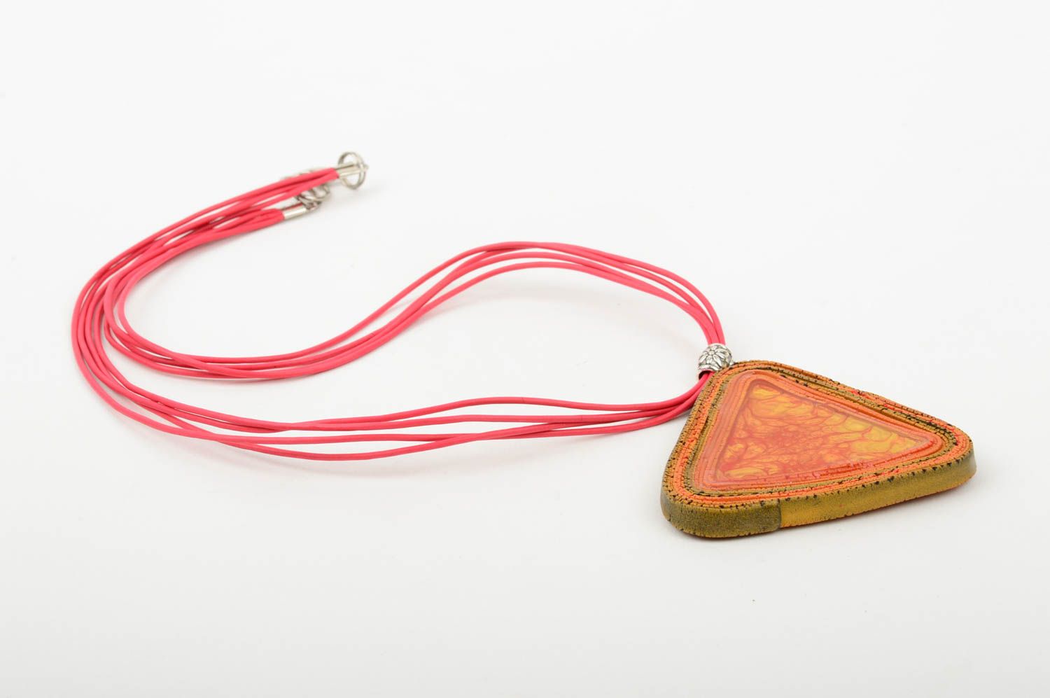 Handmade plastic cute pendant unusual orange pendant stylish jewelry gift photo 2