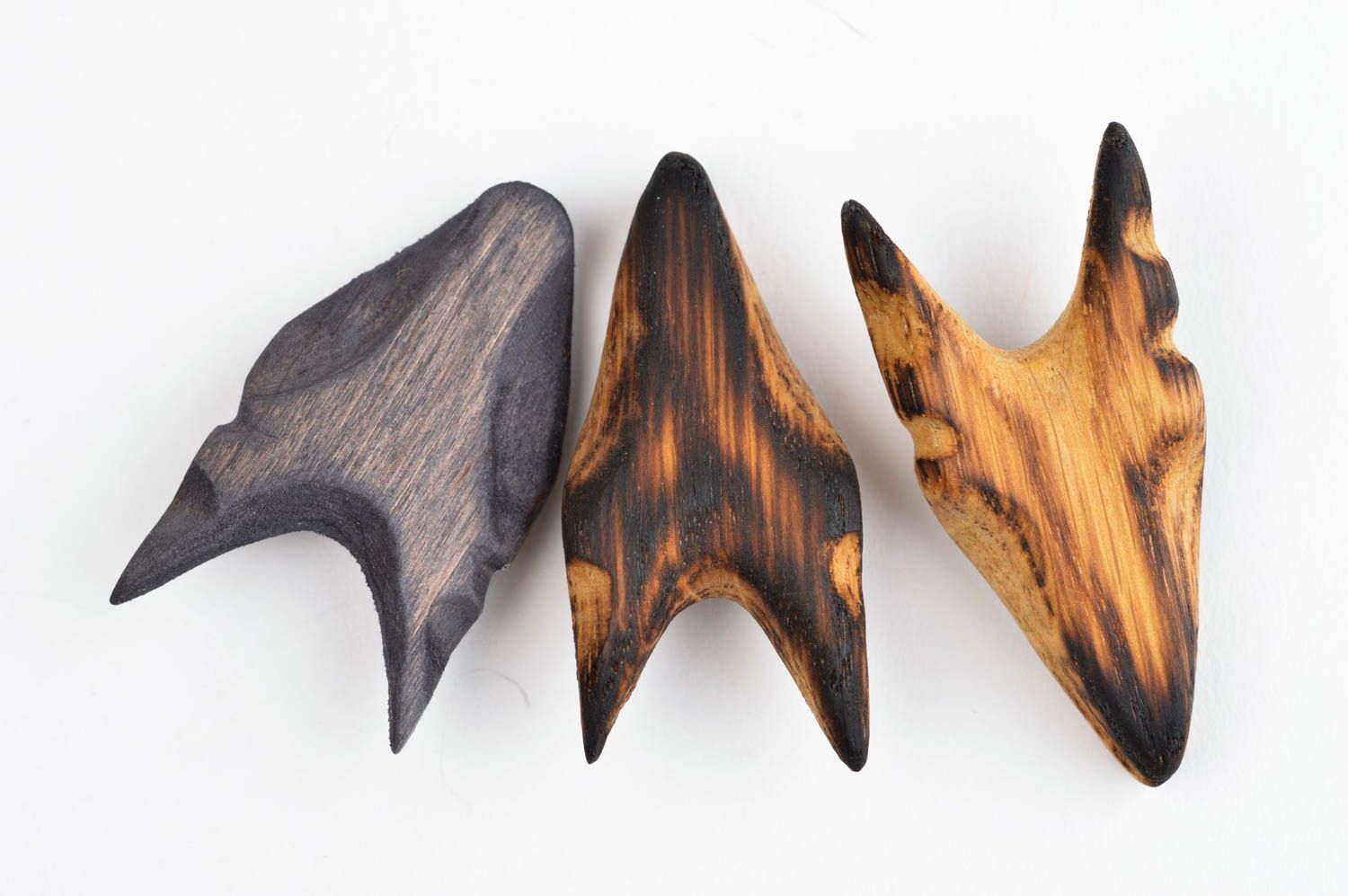 Beautiful handmade wooden brooch 3 pieces wood craft artisan jewelry designs photo 3
