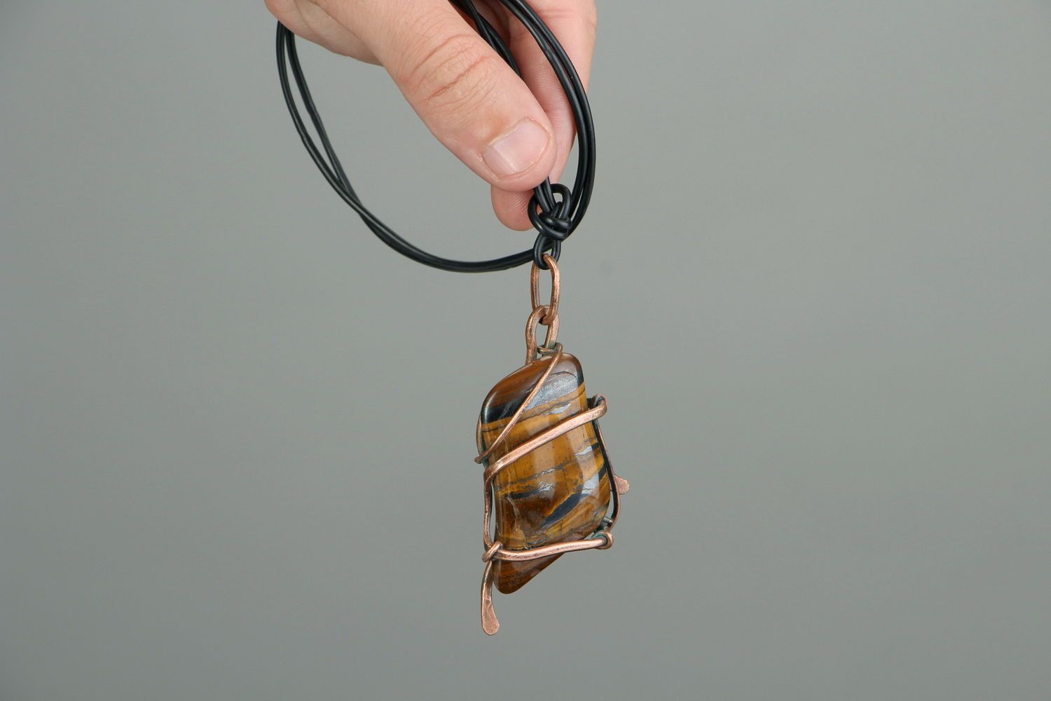 Copper Pendant with Tigers's eye stone photo 5