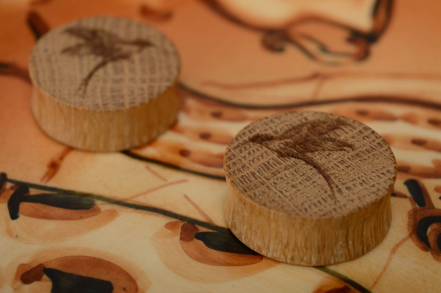 Tapones para orejas de madera con grabado con forma de pájaros  foto 5