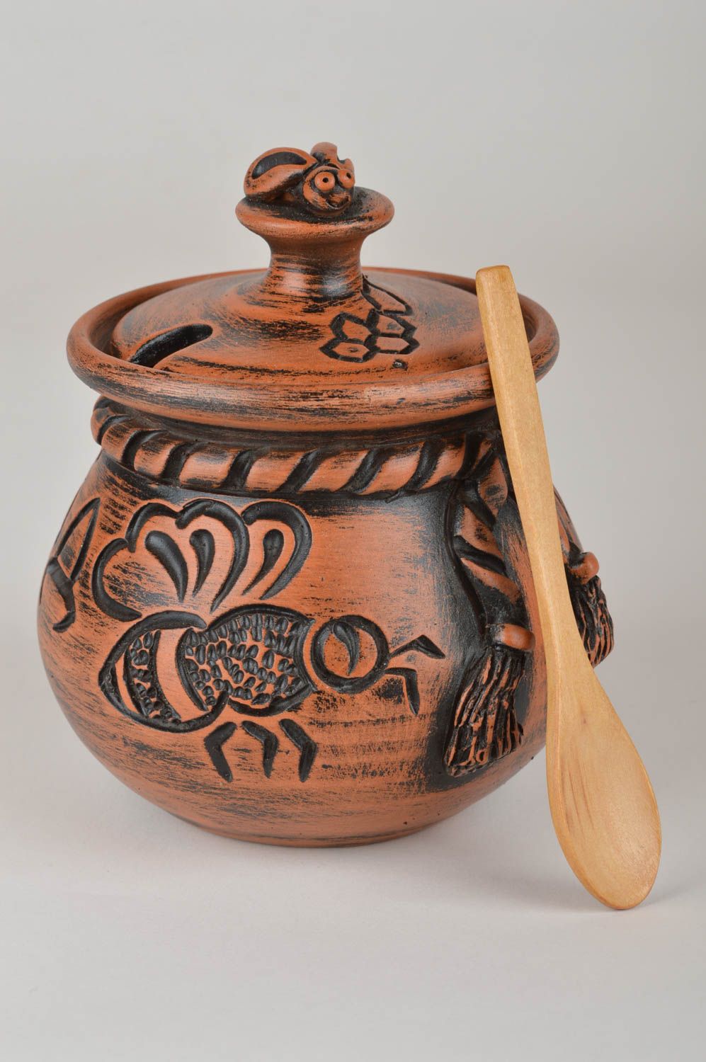 Kitchen decor handmade ceramic pot with lid clay pots decorative pottery photo 5