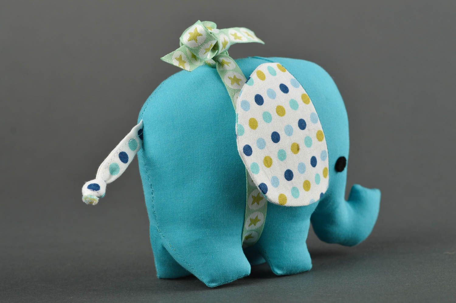 Игрушка слон ручной работы интересный подарок интерьерная игрушка голубая фото 5