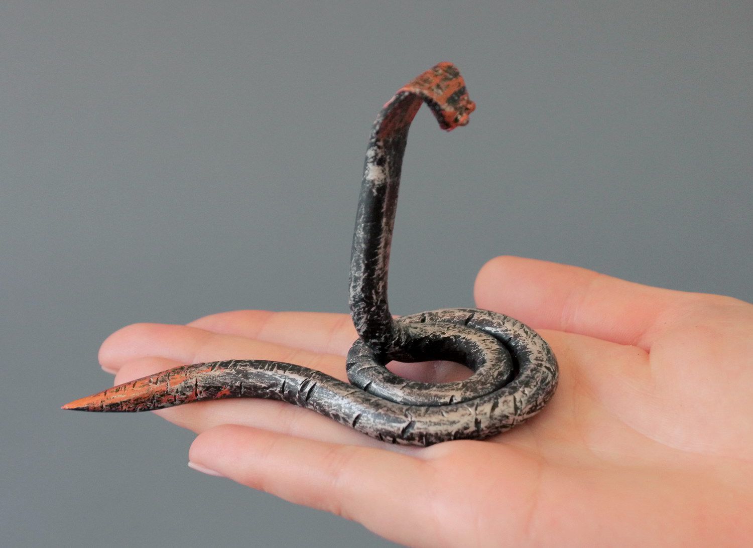 Decorative forged snake made of metal photo 4