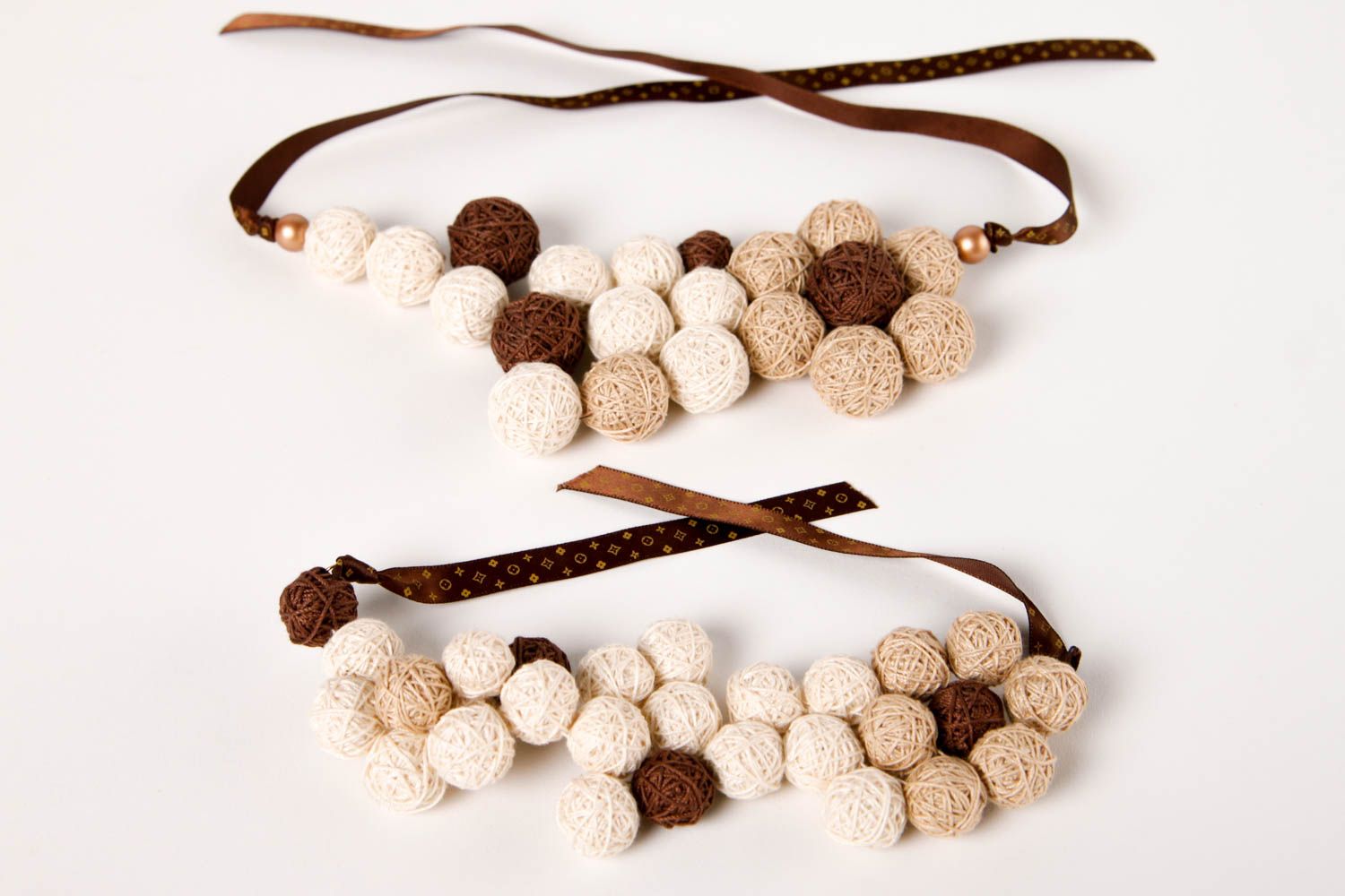 Beautiful handmade textile jewelry set ball necklace bracelet designs gift ideas photo 2