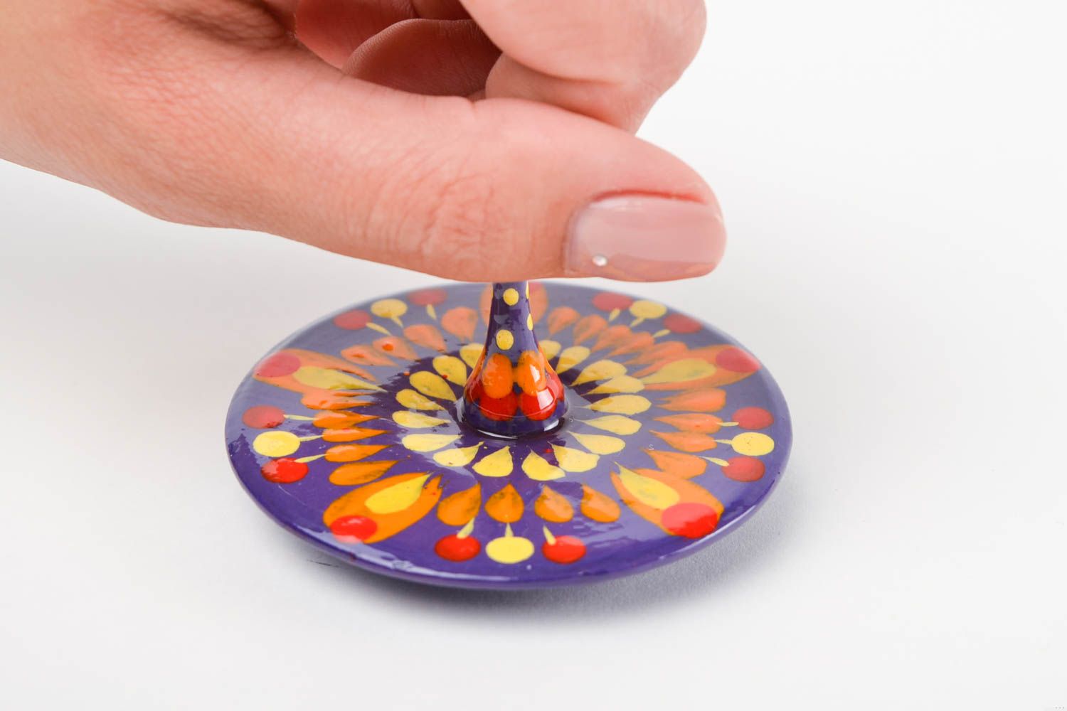 Unusual handmade wooden smart toy spinning top spin top birthday gift ideas photo 2