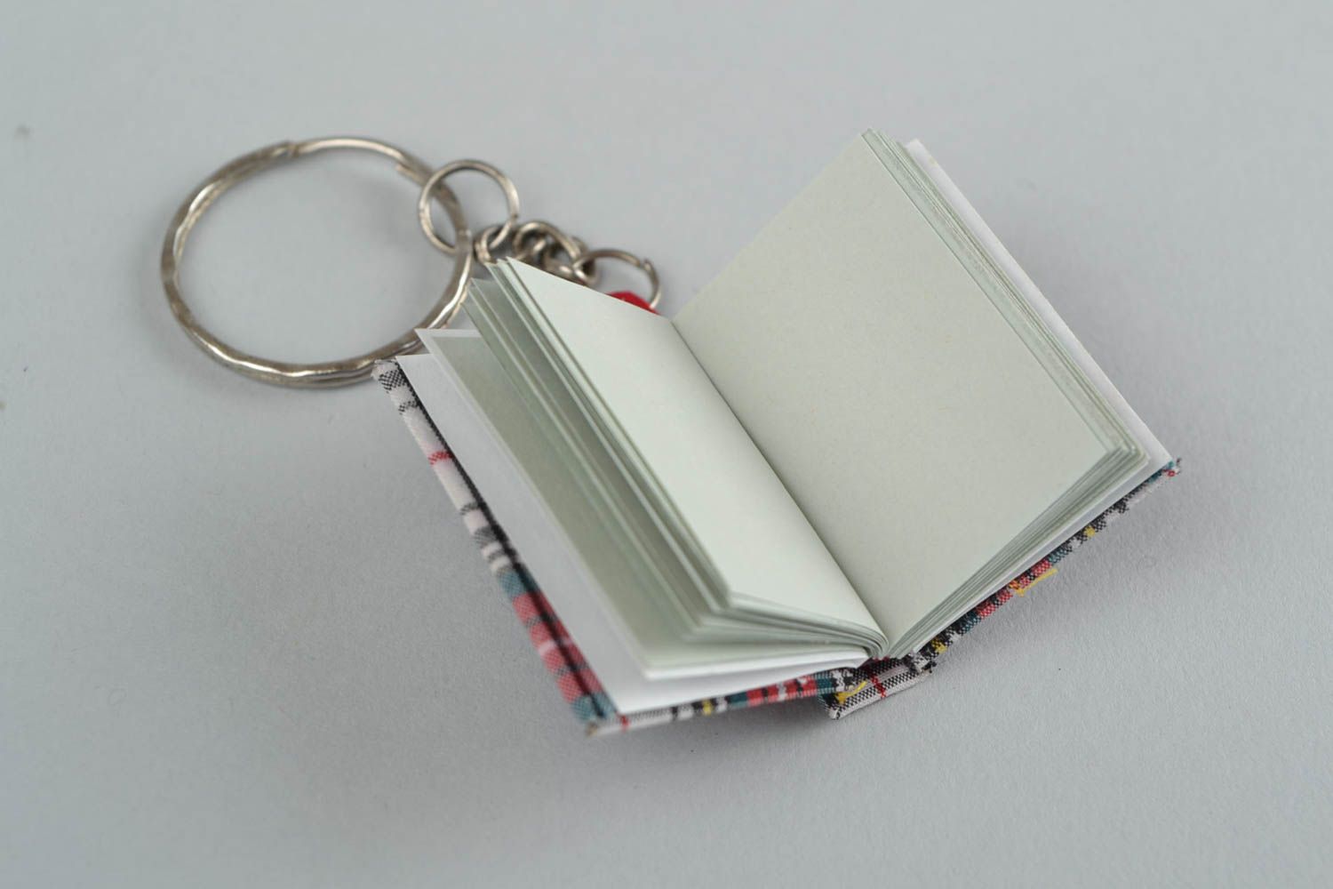 Unusual small handmade designer keychain in the shape of checkered book photo 3