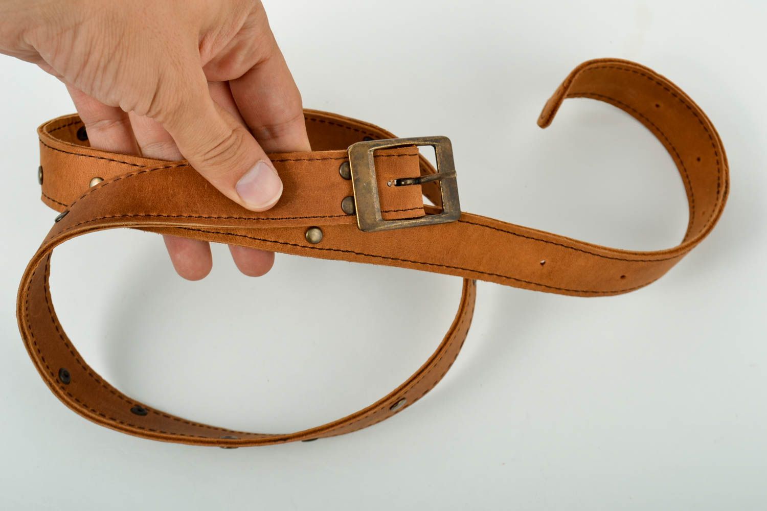 Cinturón de cuero hecho a mano ropa masculina accesorio de moda estiloso foto 5