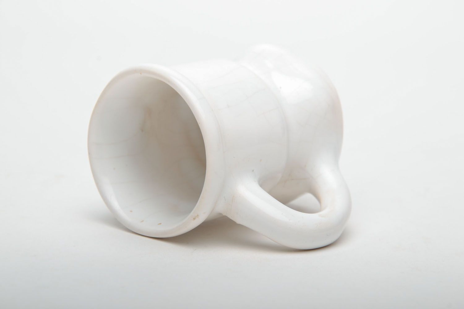 4 oz white ceramic coffee cup with handle and no pattern photo 3