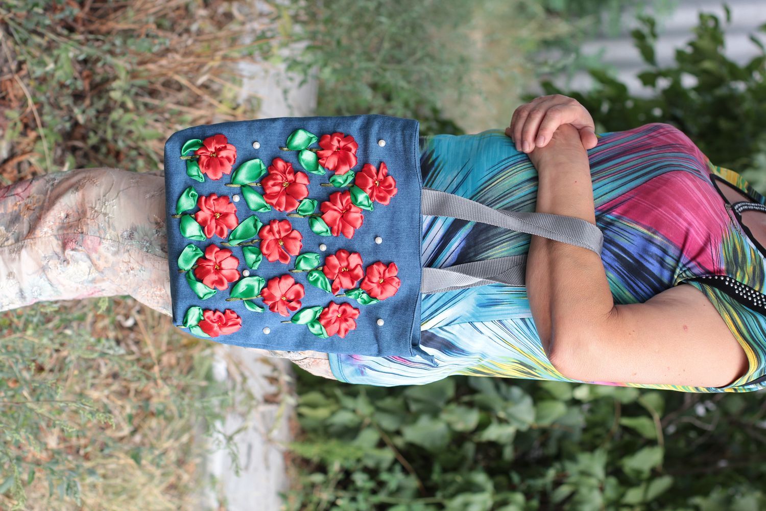 Handmade shoulder textile bag embroidered textile bag stylish designer bag photo 5