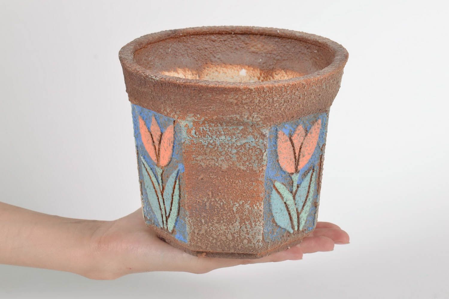 Keramik-Blumentopf mit Bemalung foto 5