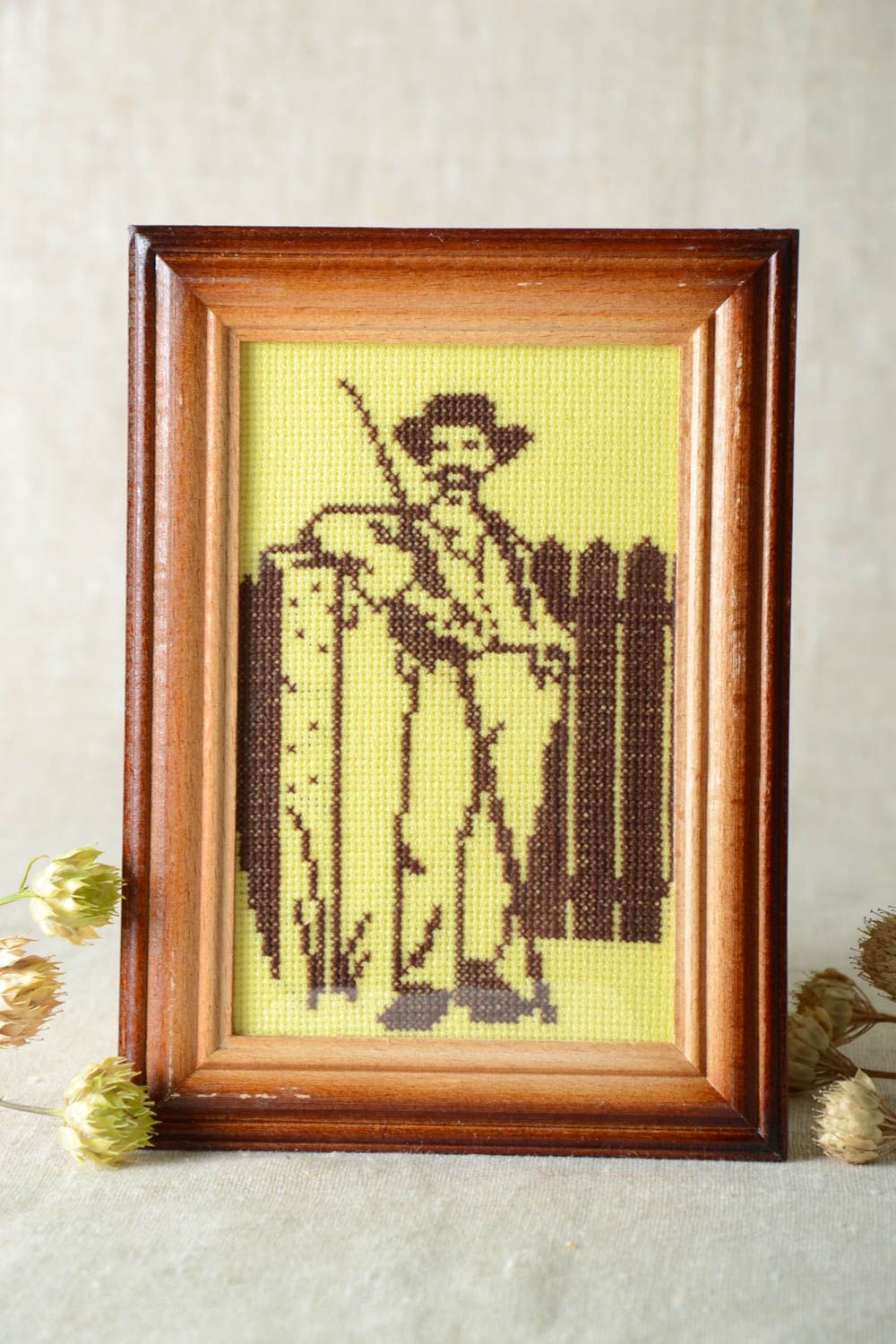 Handmade cross-stitch embroidery wall panel with embroidery home decor ideas  photo 1