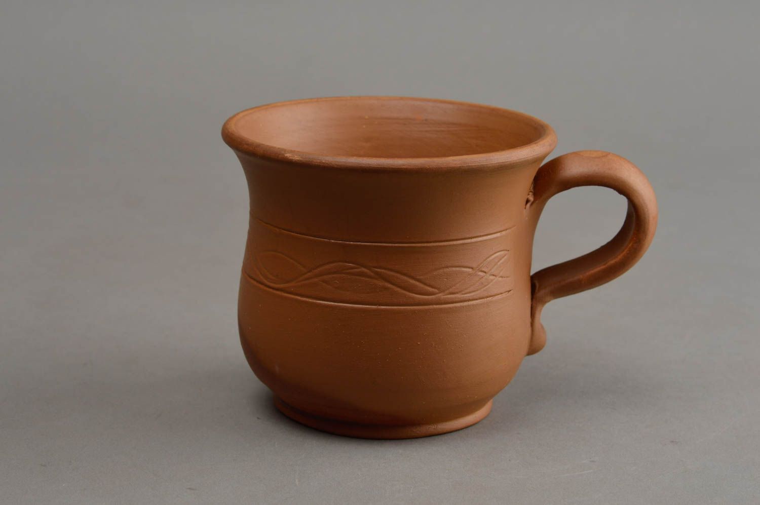 Керамическая чашка ручной работы из красной глины для чая или кофе авторская фото 2