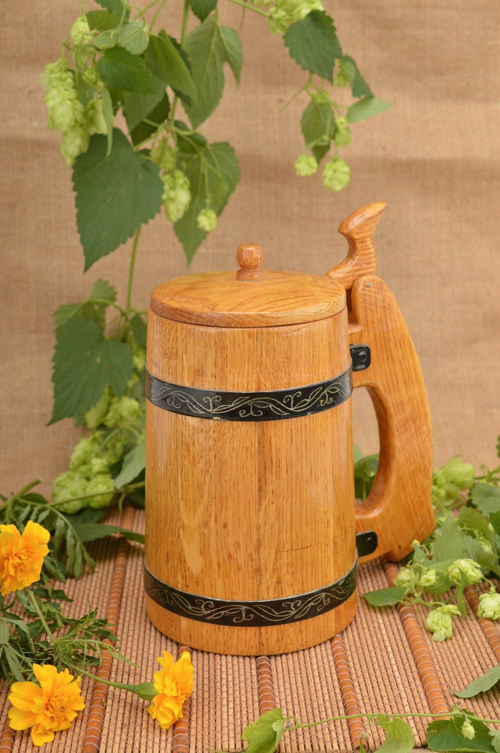 Handmade beer mug wooden beer mug eco friendly tableware wooden mug home decor photo 1