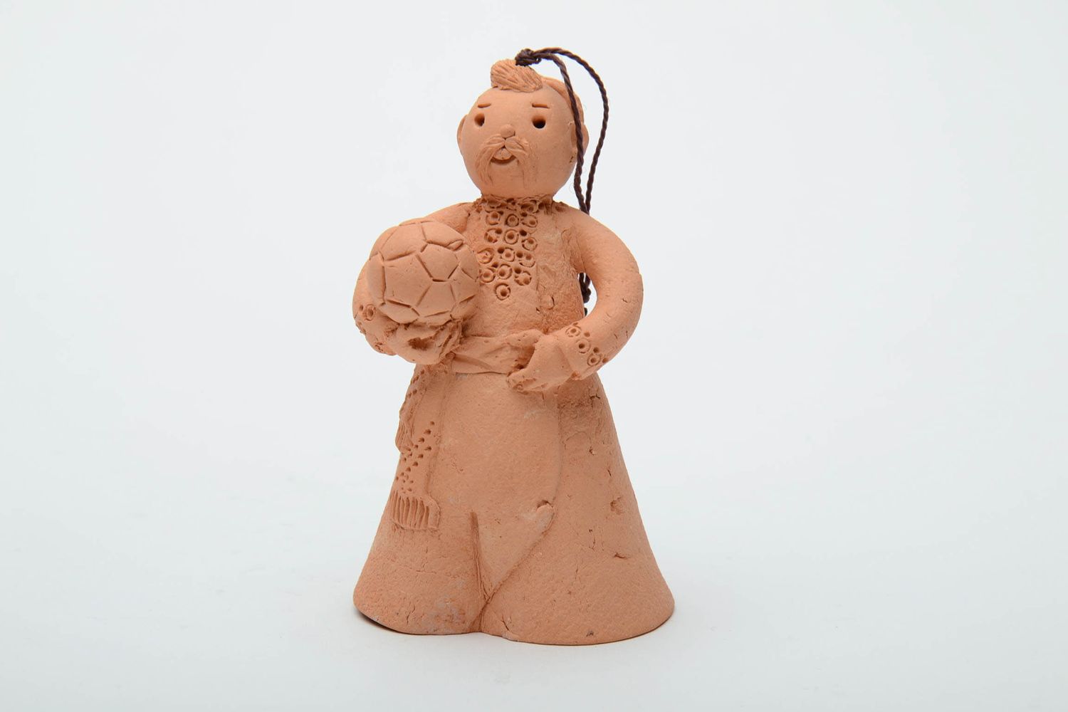 Фигурный колокольчик из глины художественная керамика Казак фото 2