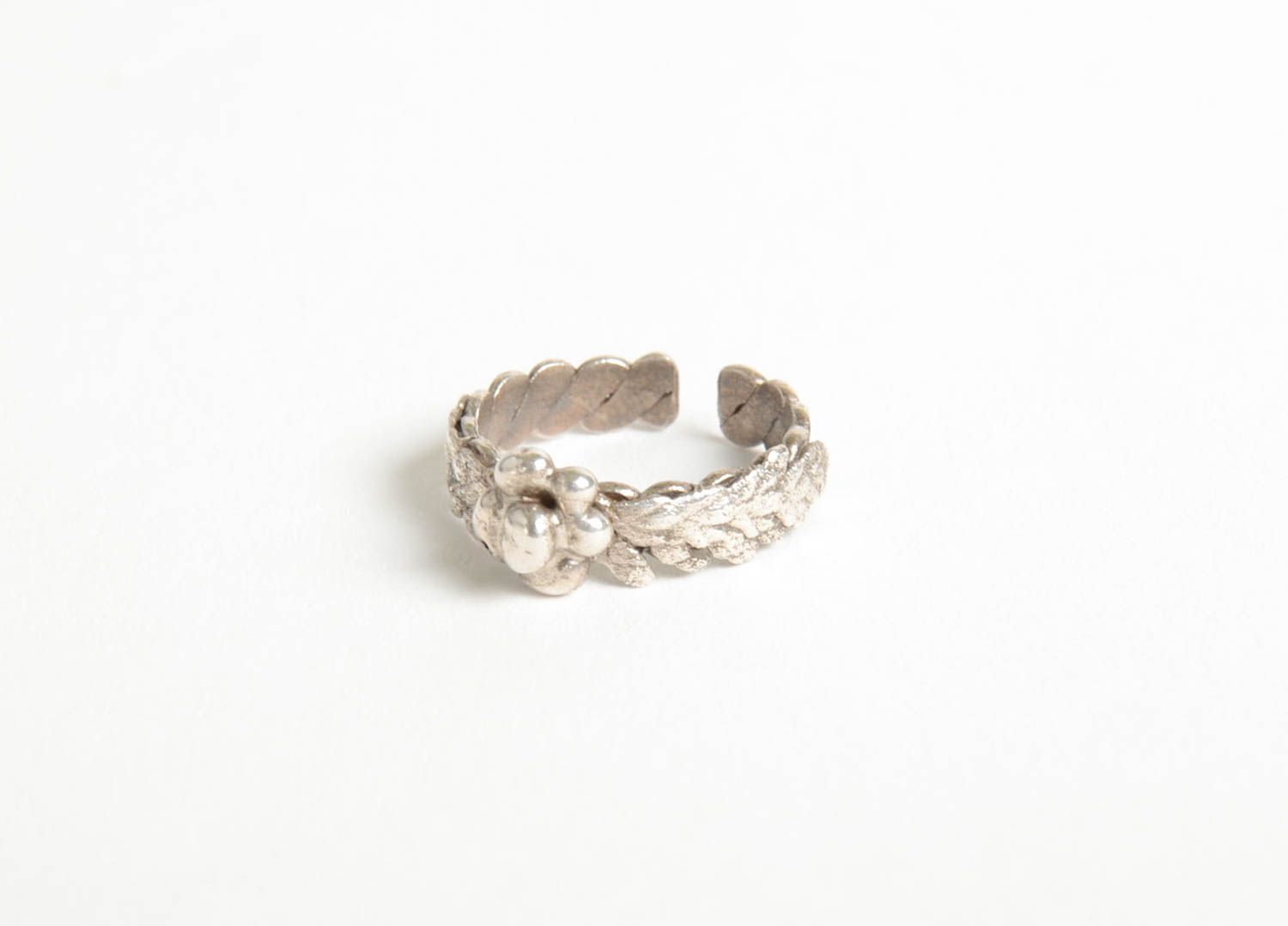 Серебряное кольцо хэнд мэйд женское кольцо серебряное украшение с цветком фото 5