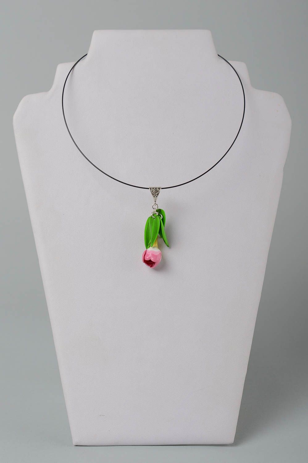 Handmade jewelry polymer clay jewelry plastic pendant flower pendant girl gift photo 1