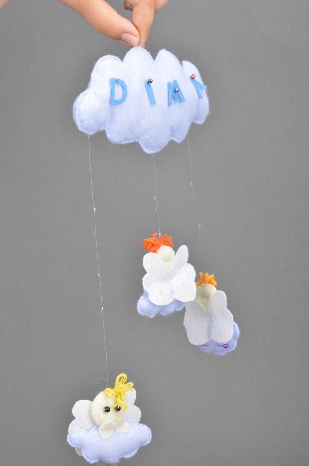 Schönes originelles handgemachtes Spielzeug für Interieur für Kinderzimmer Wolke foto 3