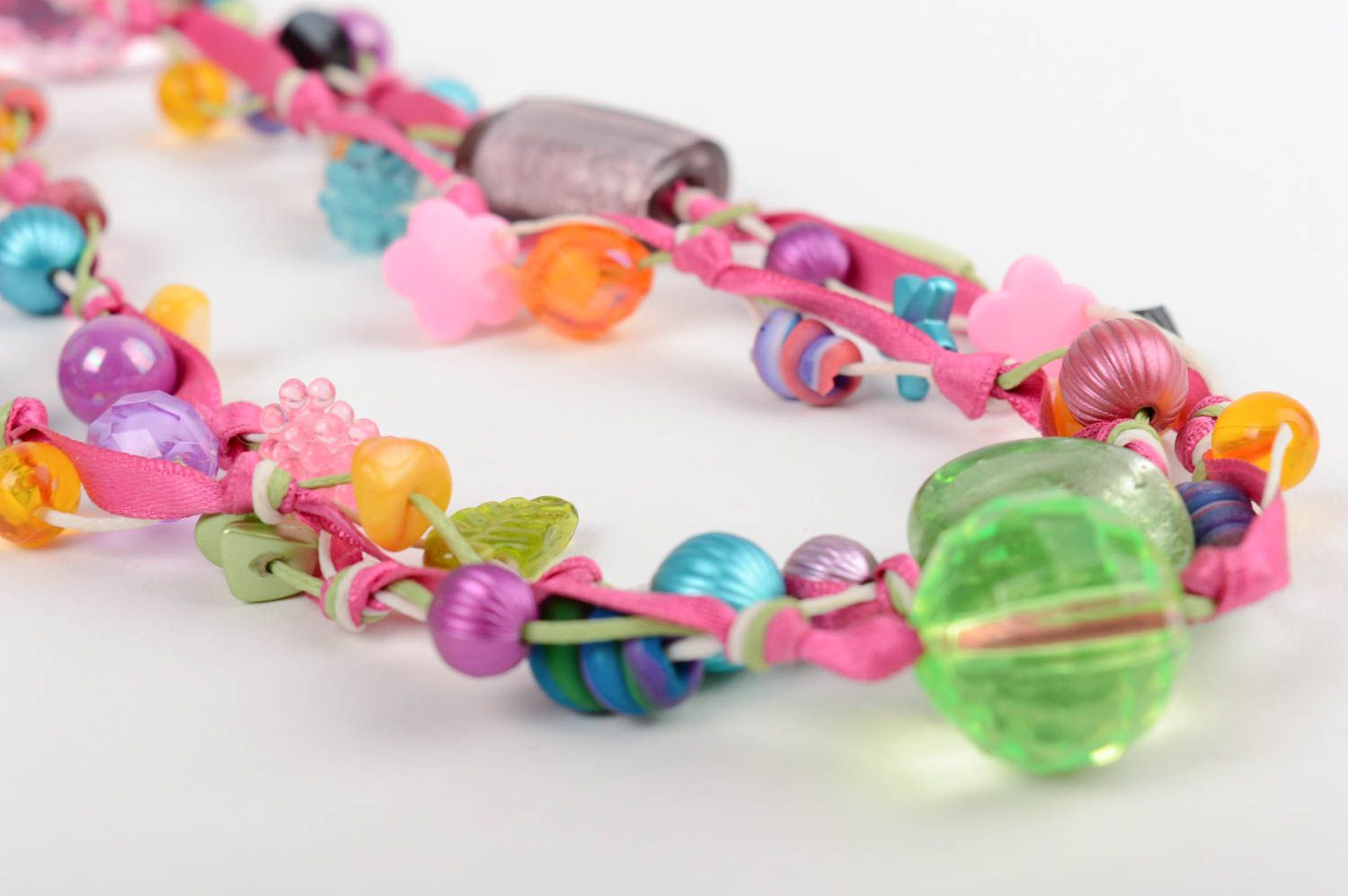 Beautiful handmade necklace with Venetian glass and polymer clay beads photo 5