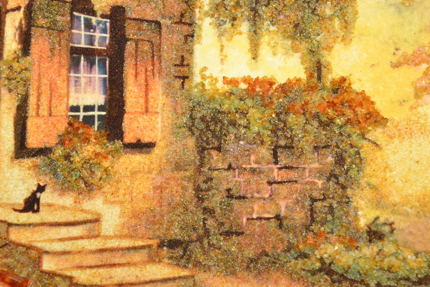 Amber decorated wall painting Old House in Summer photo 3