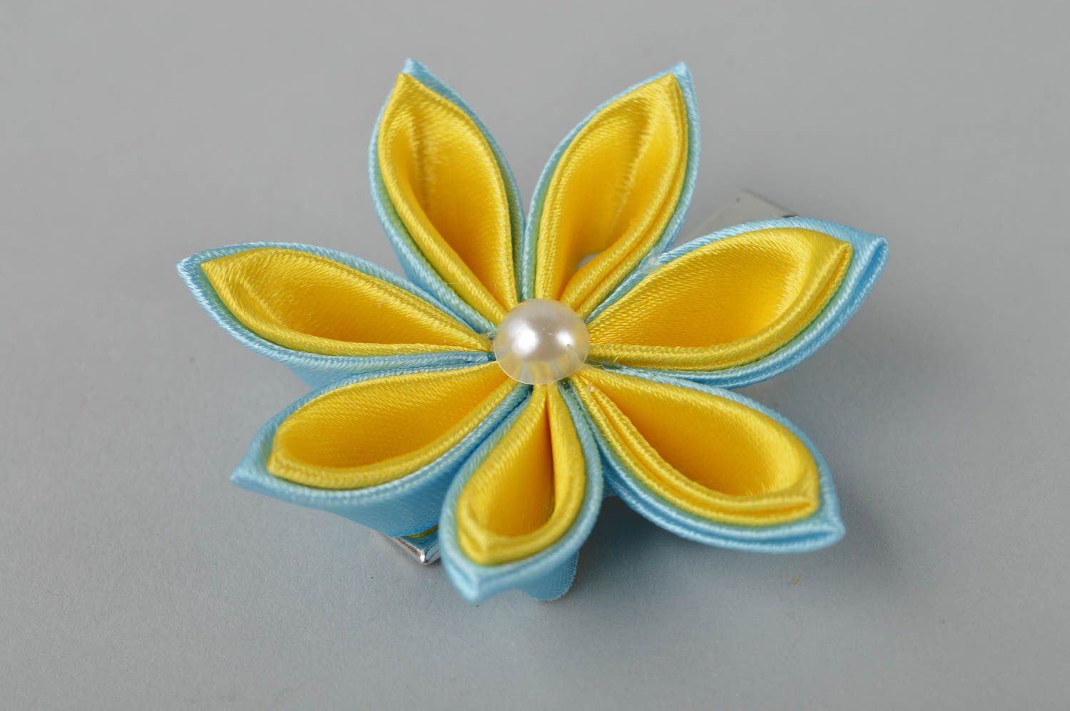 Beautiful handmade textile flower barrette hair clip accessories for kids photo 2