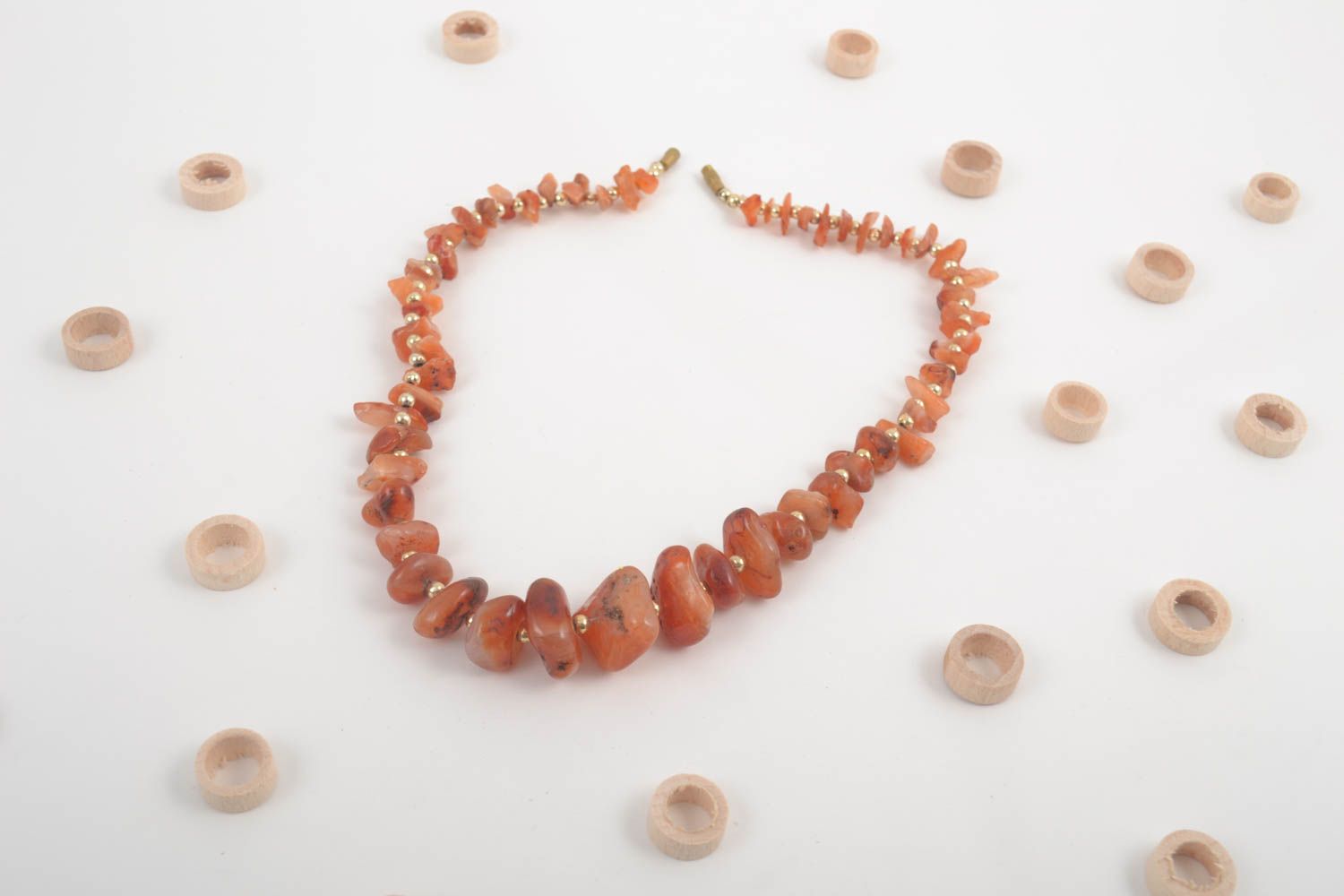 Handmade necklace made of natural stones cornelian necklace fashion jewlery photo 1