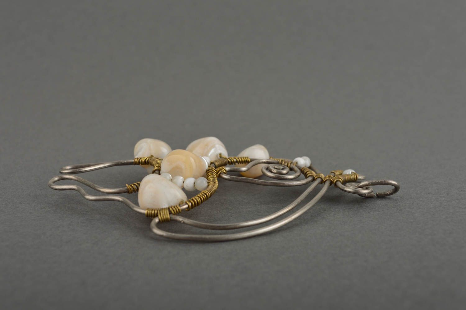 Unusual handmade metal pendant beaded neck pendant gemstone pendant design photo 5
