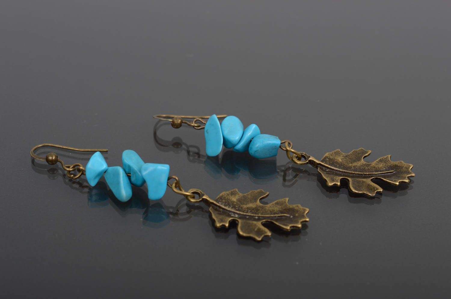 Handmade turquoise earrings unusual stylish earrings natural stone earrings photo 1