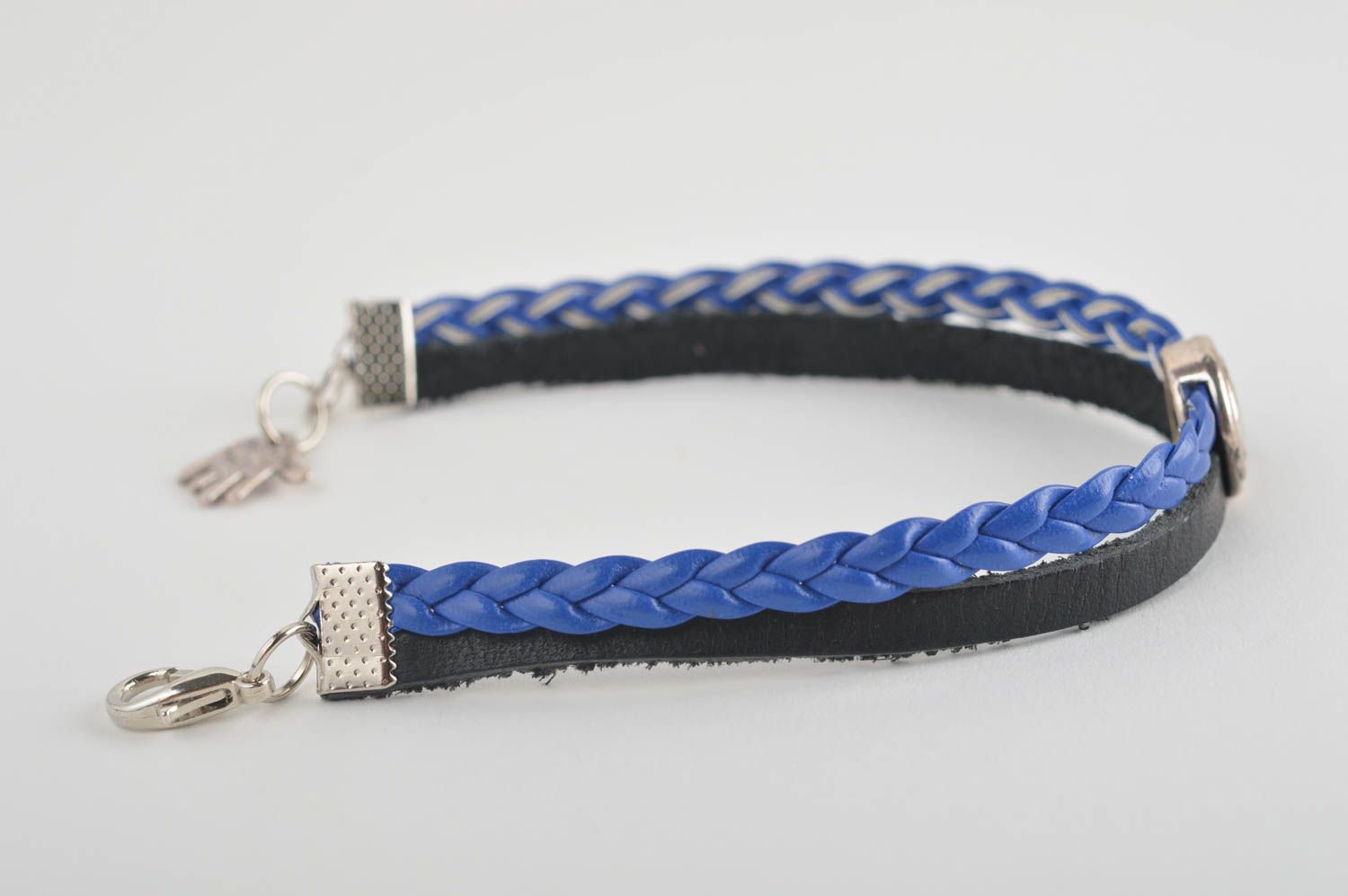Handgemachter Designer Schmuck Leder Armband Accessoires für Frauen blau schwarz foto 3