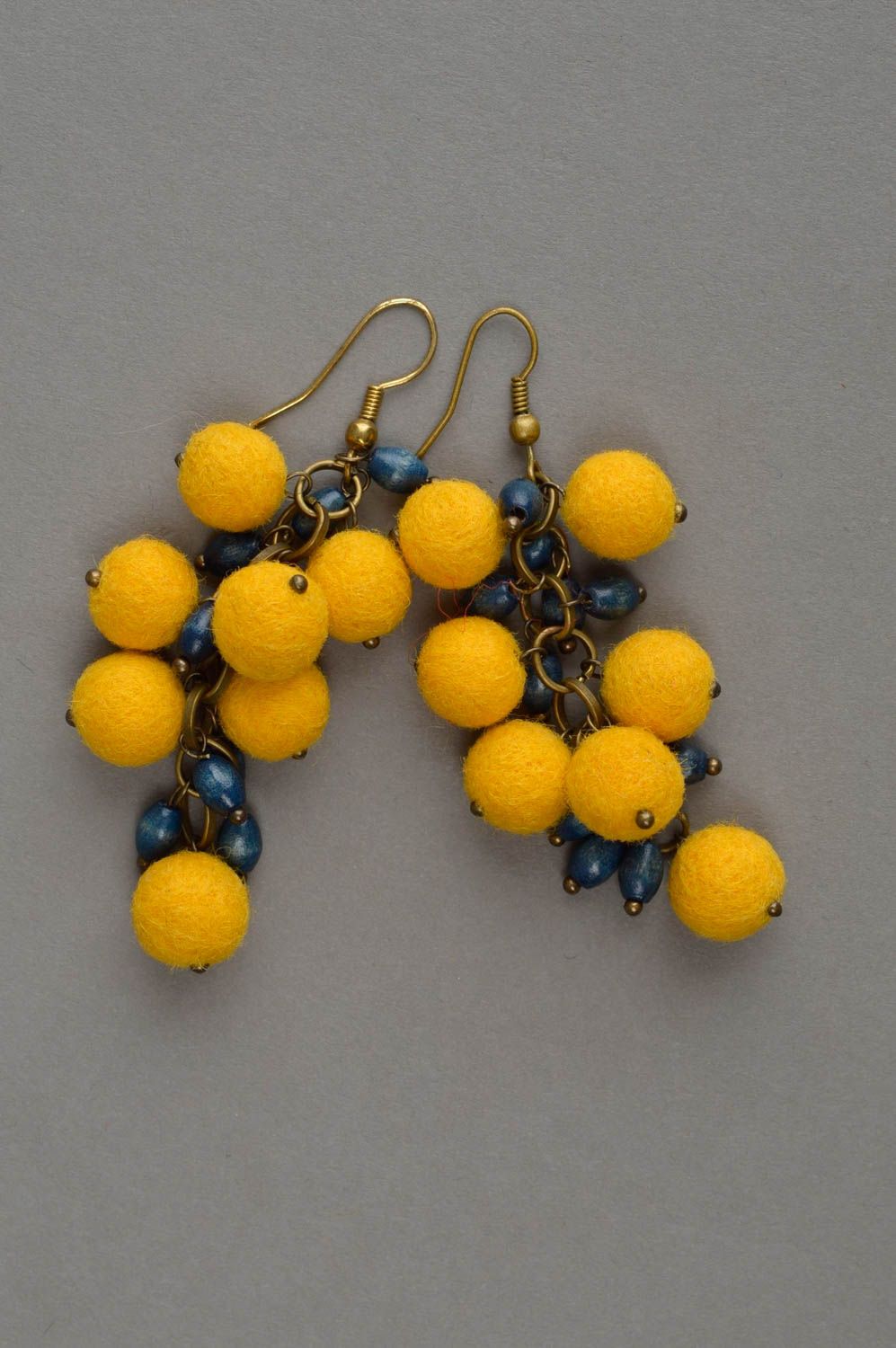 Long earrings handmade earrings felted balls fashion jewelry cool earrings photo 4