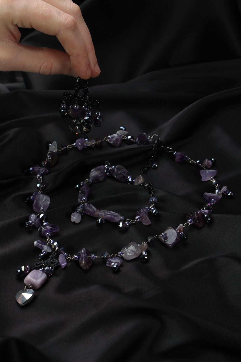 Jewelry set with amethyst and crystal photo 5